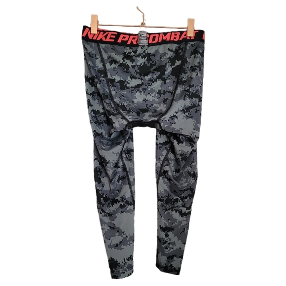 Nike Pro Combat Leggings Youth L Large Gray Black Pull On - Picture 4 of 6